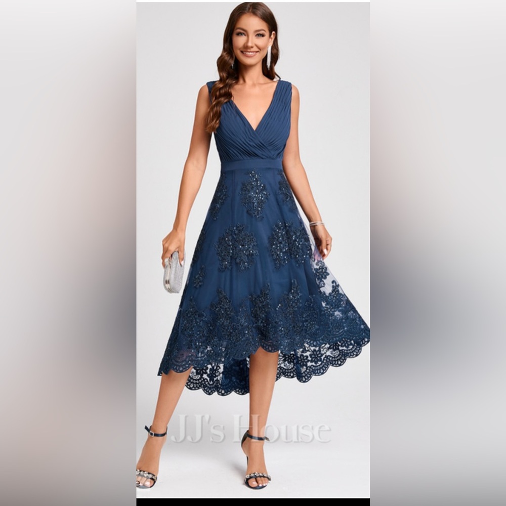 Elegant Blue Sleeveless Dress JJ’s House